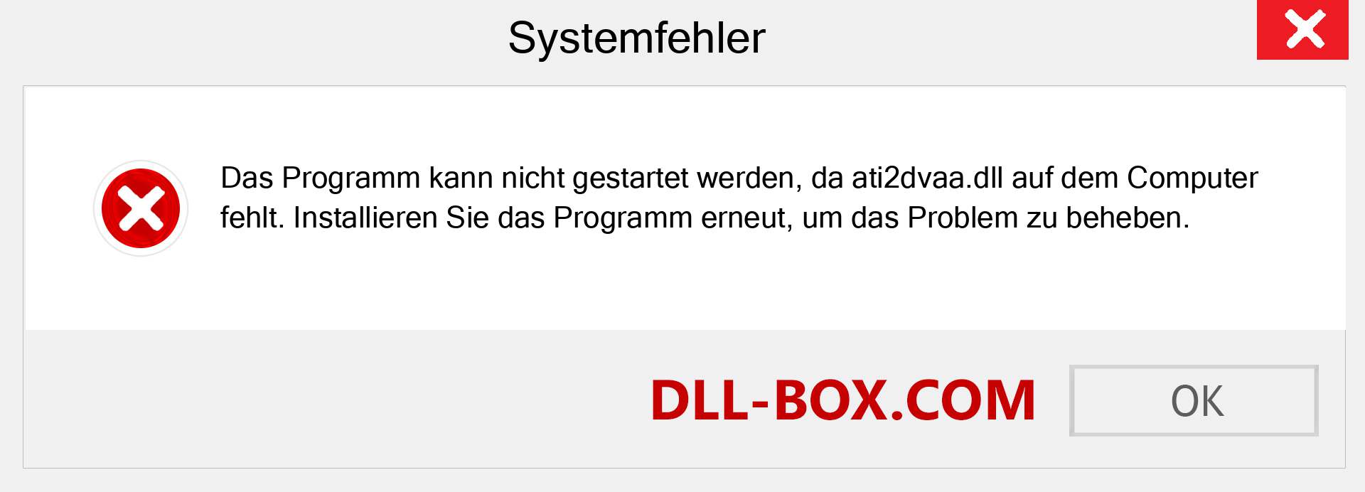 ati2dvaa.dll-Datei fehlt?. Download für Windows 7, 8, 10 - Fix ati2dvaa dll Missing Error unter Windows, Fotos, Bildern